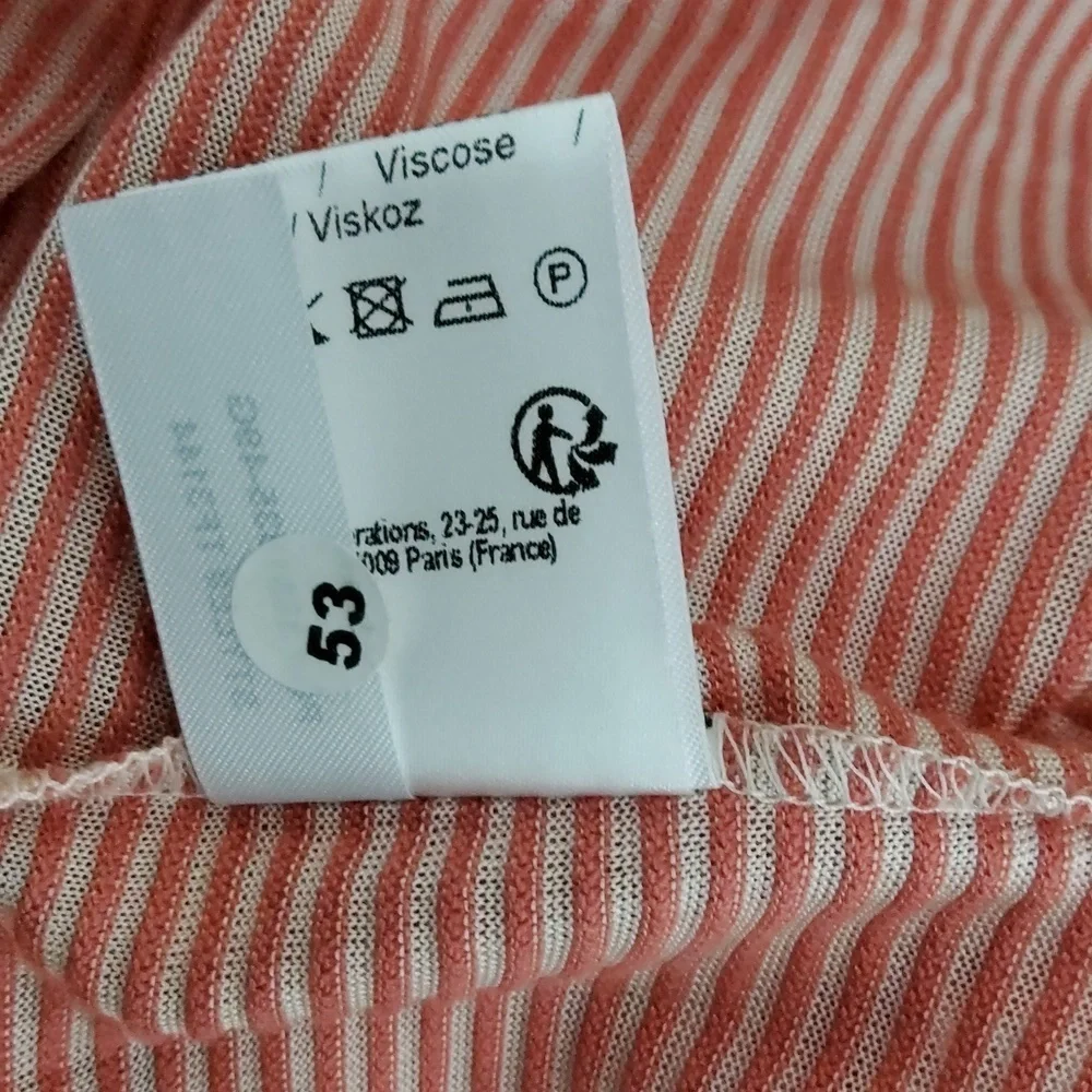 Lacoste Girls Pink Striped V-Neck Top Size 32/14